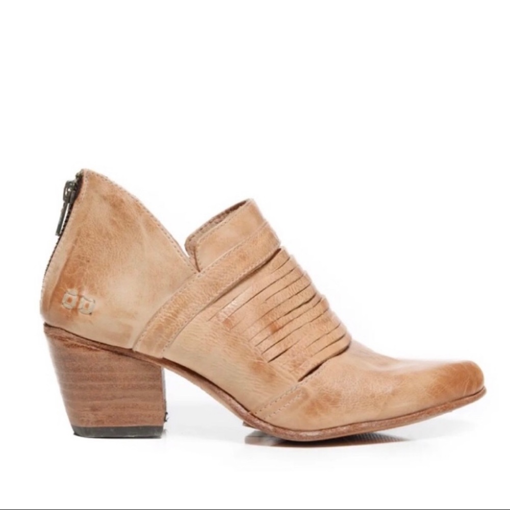 BED STU Trough Ankle Boot Sand Rustic Size 9 Leather Stacked Heel Bootie